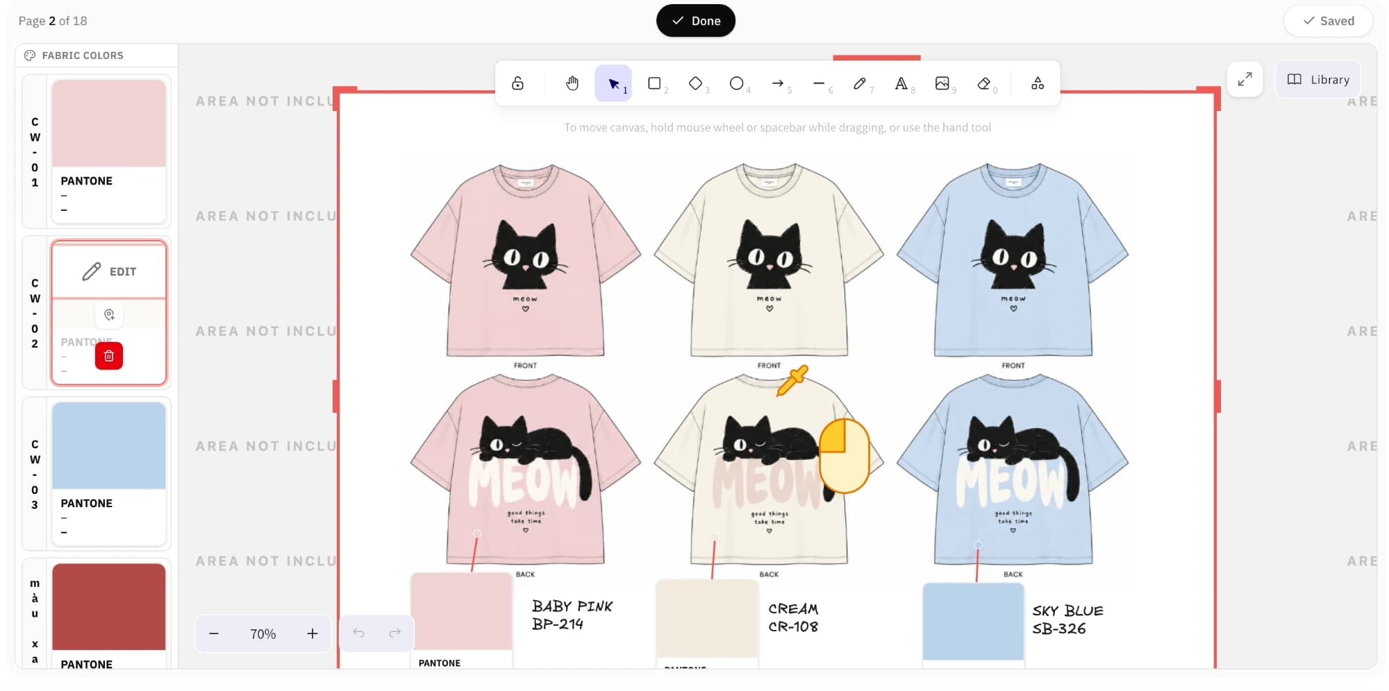 Canvas tech pack với nhiều phối màu